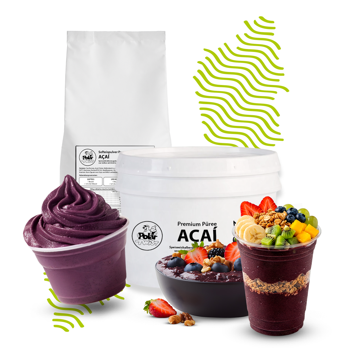 Premium Paste AÇAÍ und Premium Softeispulver AÇAÍ für Softeis, Speiseeis und Bowls